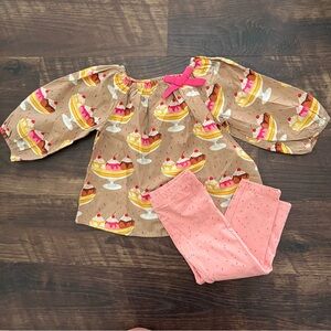 Happy by pink chicken ice cream sundae banana split girls 2 piece set 18-24m